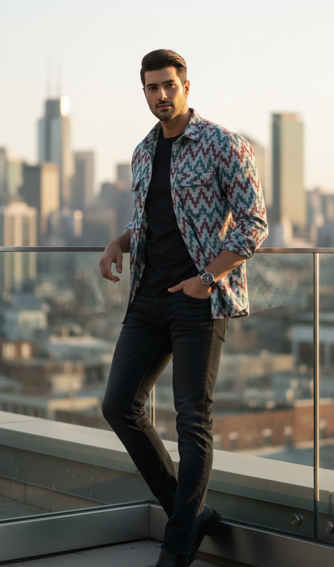 Oversized abstract design Shacket