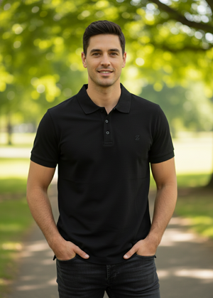 Zamaa black polo t-shirt for men premium cotton