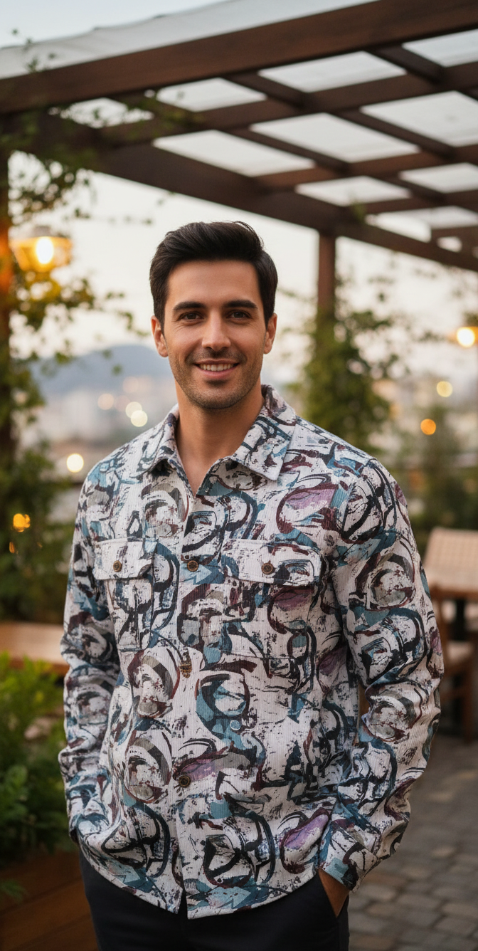 Oversized abstract design Shacket