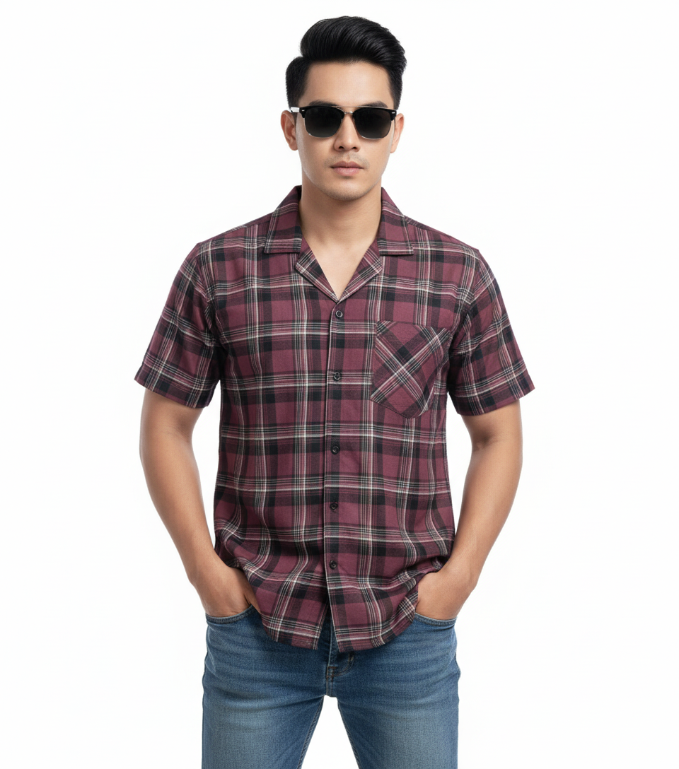 Premium Cotton-Linen Check Shirt