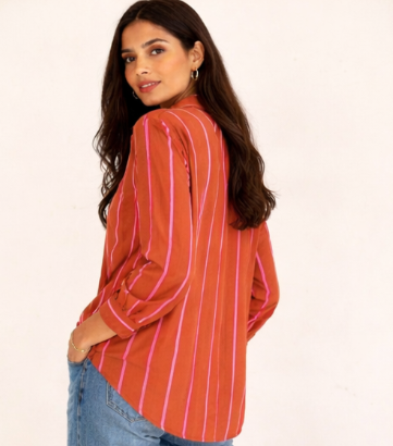 ZAMAA Rust Pink Striped Shirt