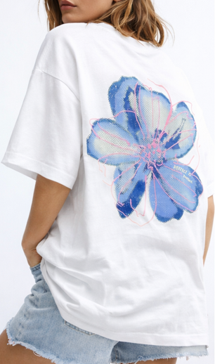 Oversized Floral Graphic T-Shirt – White
