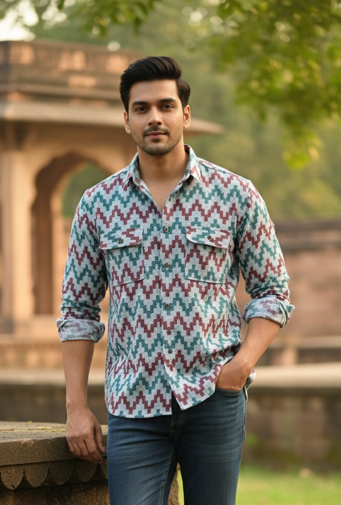 Oversized abstract design Shacket