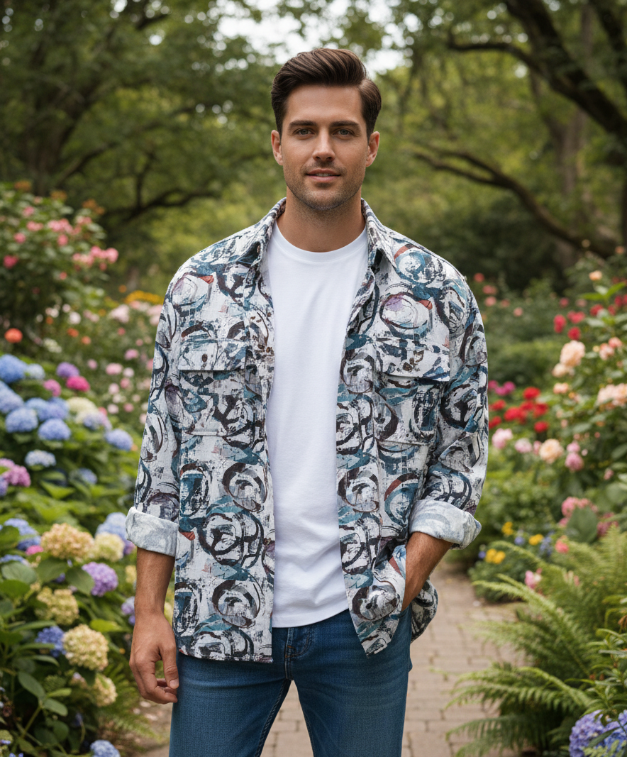 Oversized abstract design Shacket