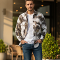 Men's Distressed Print Shacket