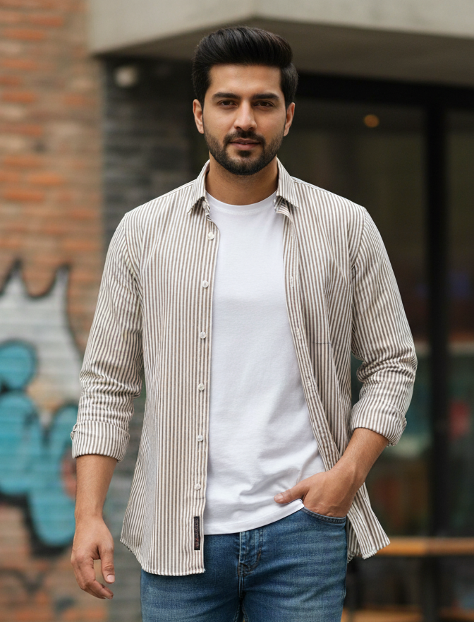 Regular Striped Oxford Cotton Shirt