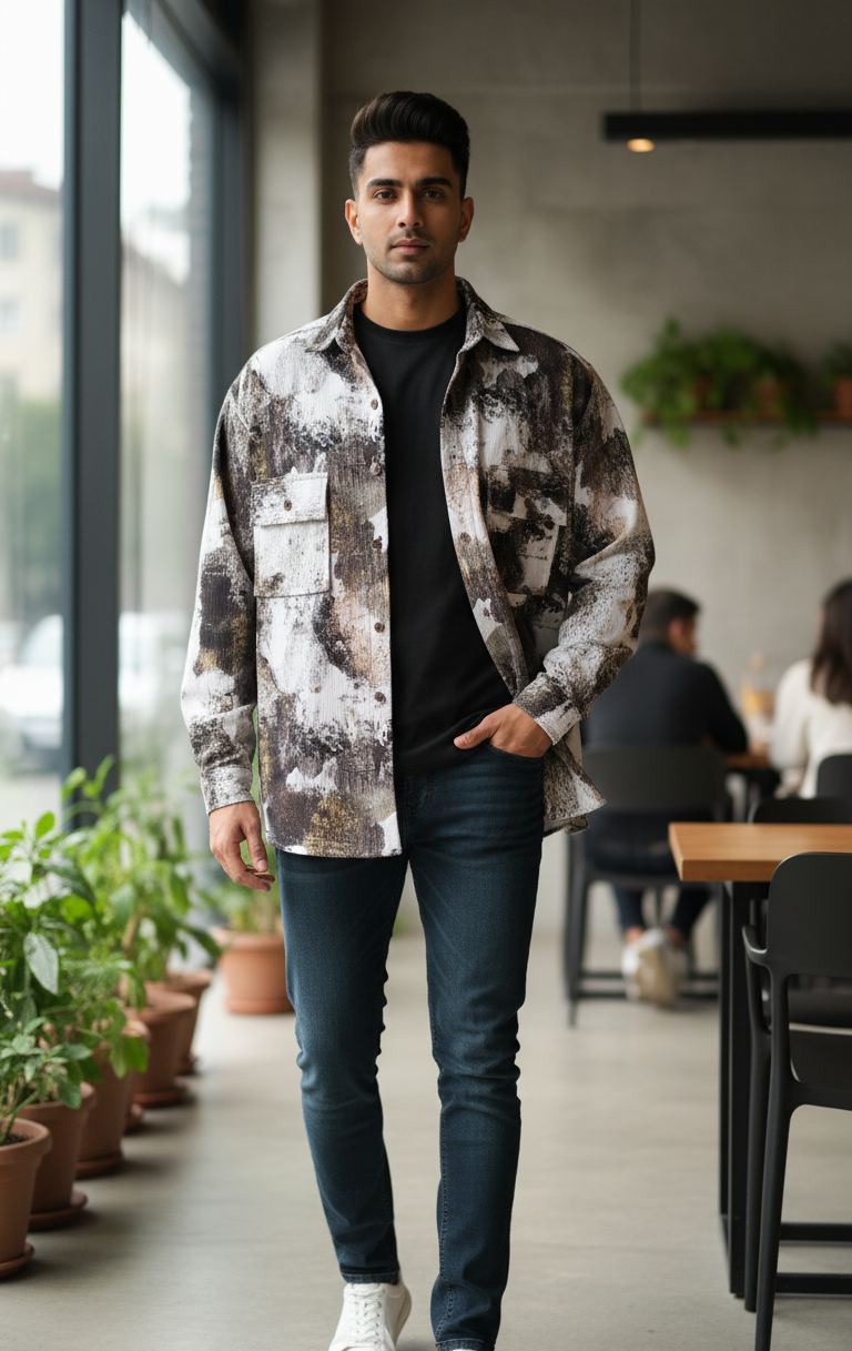 Zamaa Premium abstract Printed Shacket