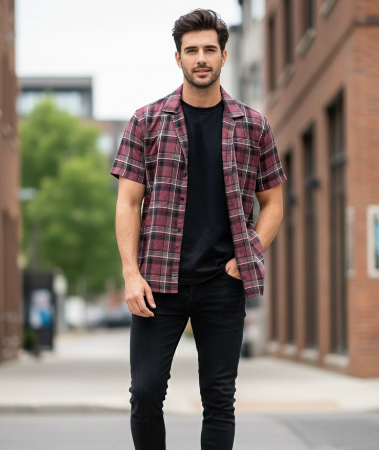 Premium Cotton-Linen Check Shirt